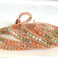 Leather Beaded 5x wrap bracelet with Sunstone and Amazonite