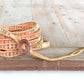 Leather Beaded 5x wrap bracelet with Sunstone and Amazonite