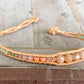 Peach and Olive Leather Beaded Macrame Bracelet Set