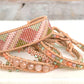 Peach and Olive geometric Beaded Macrame Bracelet and Diamond Loom Set