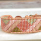 Peach and Olive geometric Beaded Macrame Bracelet and Diamond Loom Set