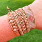 Peach and Olive Leather Beaded Macrame Bracelet Set