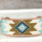 Green and Blue Starburst Southwestern Beaded Loom Cuff Bracelet