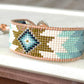 Green and Blue Starburst Southwestern Beaded Loom Cuff Bracelet