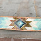 Green and Blue Starburst Southwestern Beaded Loom Cuff Bracelet