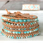 Seafoam and Aqua Jade Ombre Beaded Macrame Bracelet Set