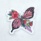 Butterfly Floral Watercolor Waterproof Vinyl Sticker butterfly sticker, bumper sticker, sticker for water bottle pink butterfly sticker