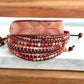 Small Blush,Beige and Copper starburst Bead Loom Woven Bracelet