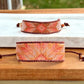Beige, Blush, and Copper Starburst Bead Loom Woven Bracelet with slide adjustable leather