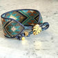 Teal, Brown, Mustard, and Gold Tribal Loom Cuff Bracelet