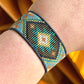 Teal, Brown, Mustard, and Gold Tribal Loom Cuff Bracelet