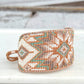 Sage, Copper, and Natural Beige Starburst Bead Loom Woven Leather trimmed Bracelet