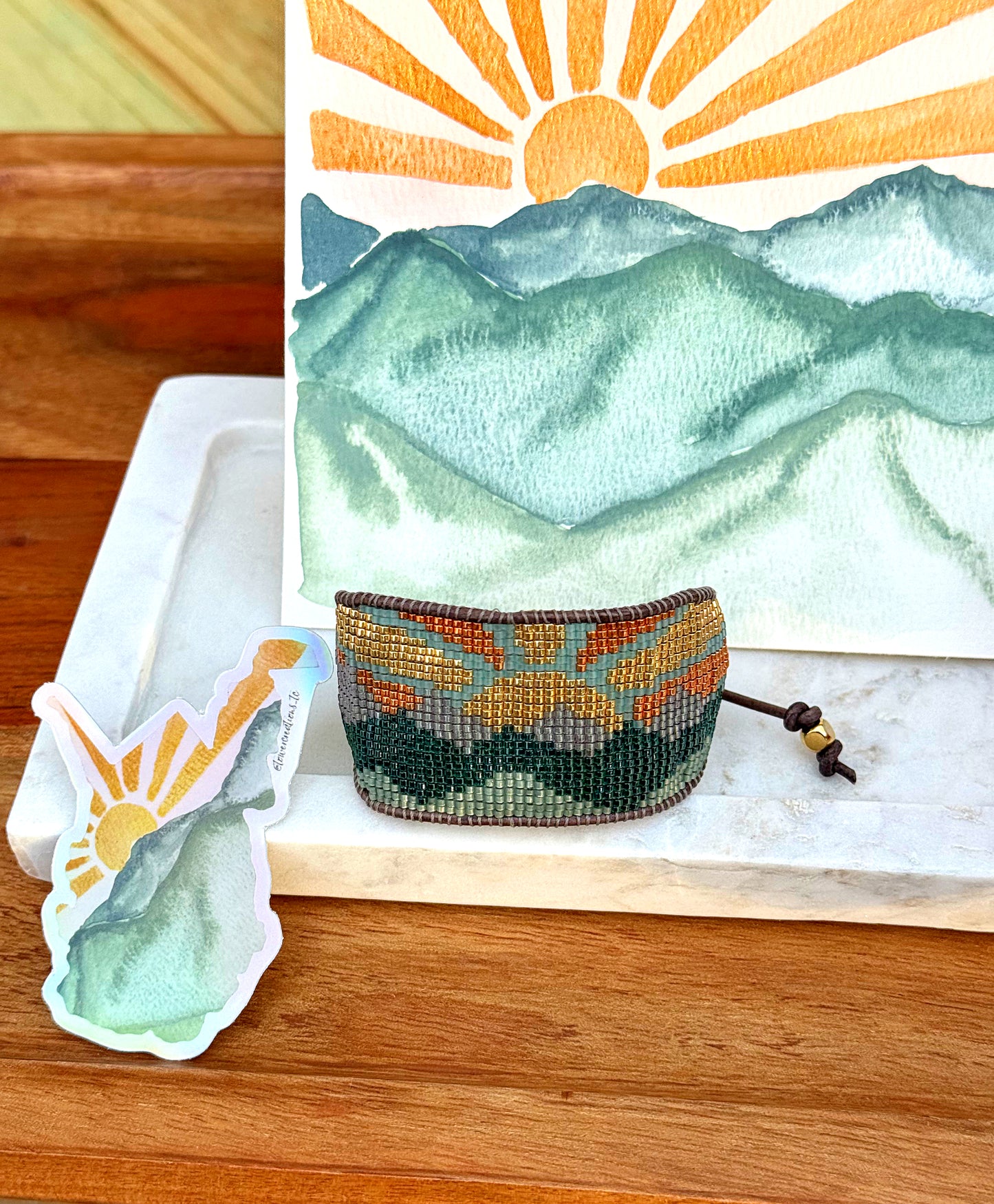 Mountain Sunshine bead loom woven bracelet