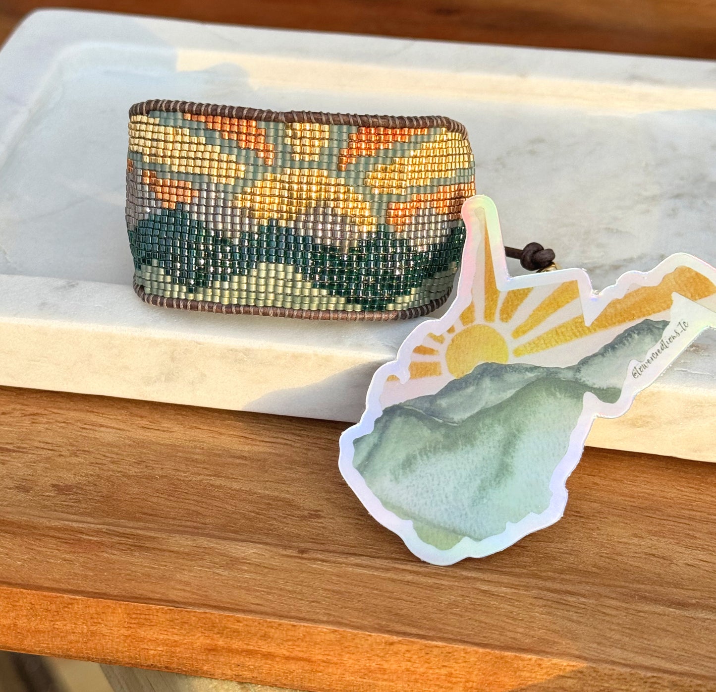 Mountain Sunshine bead loom woven bracelet