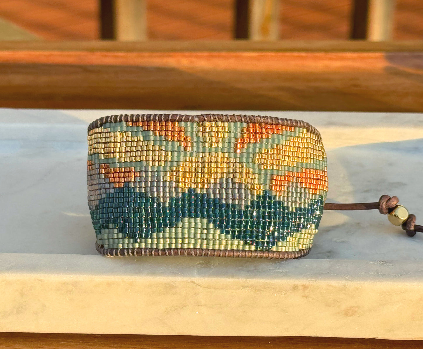 Mountain Sunshine bead loom woven bracelet