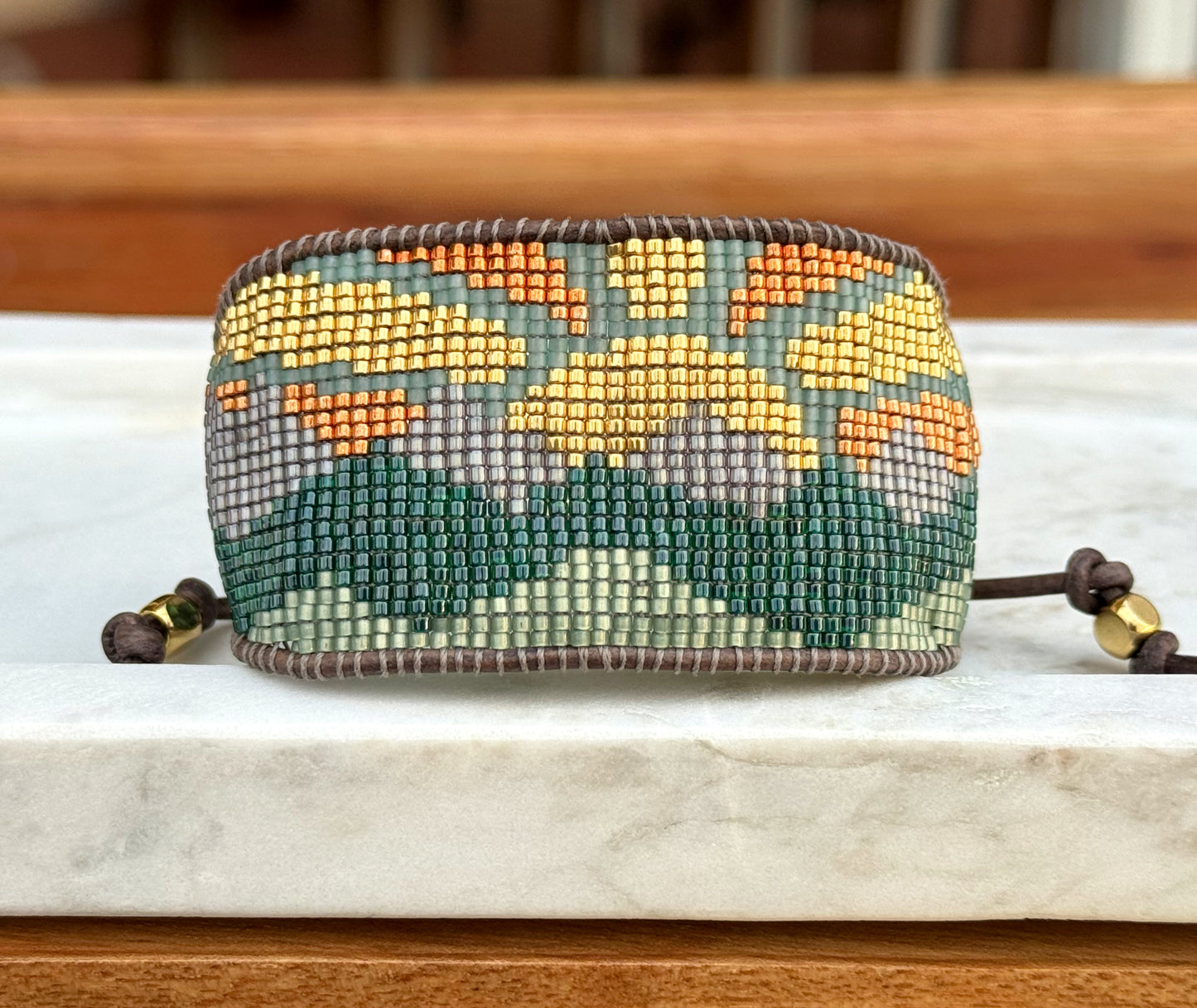 Mountain Sunshine bead loom woven bracelet