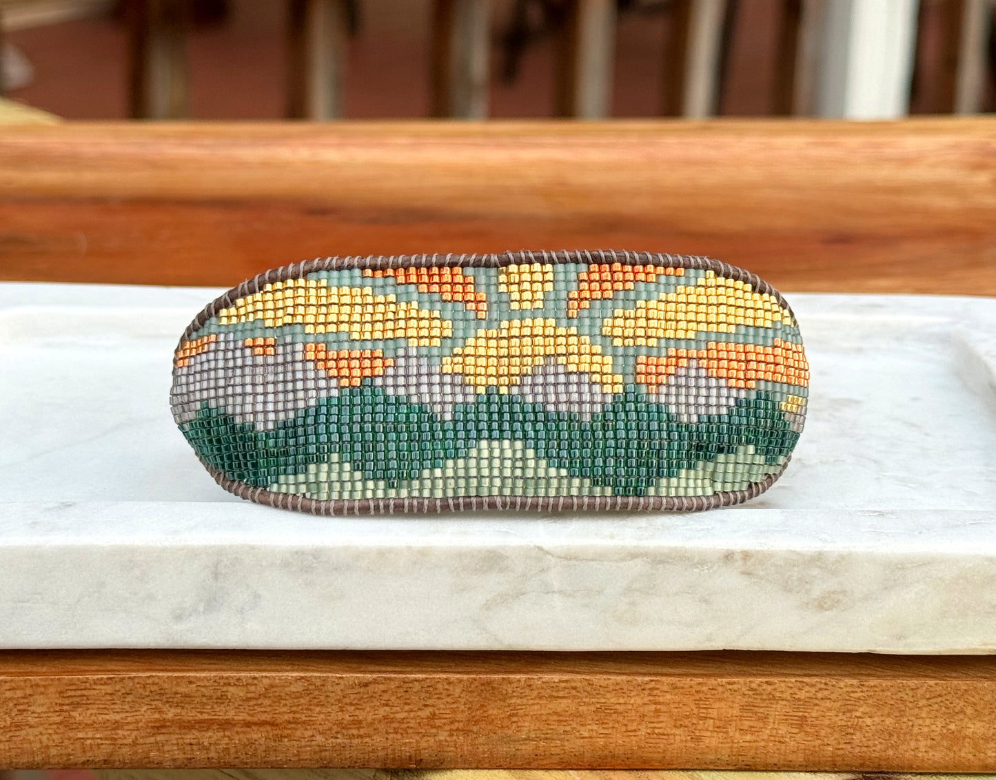 Mountain Sunshine bead loom woven bracelet