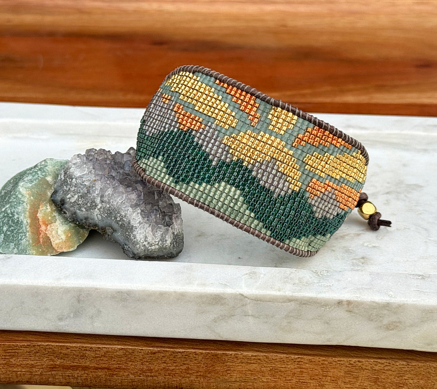 Mountain Sunshine bead loom woven bracelet