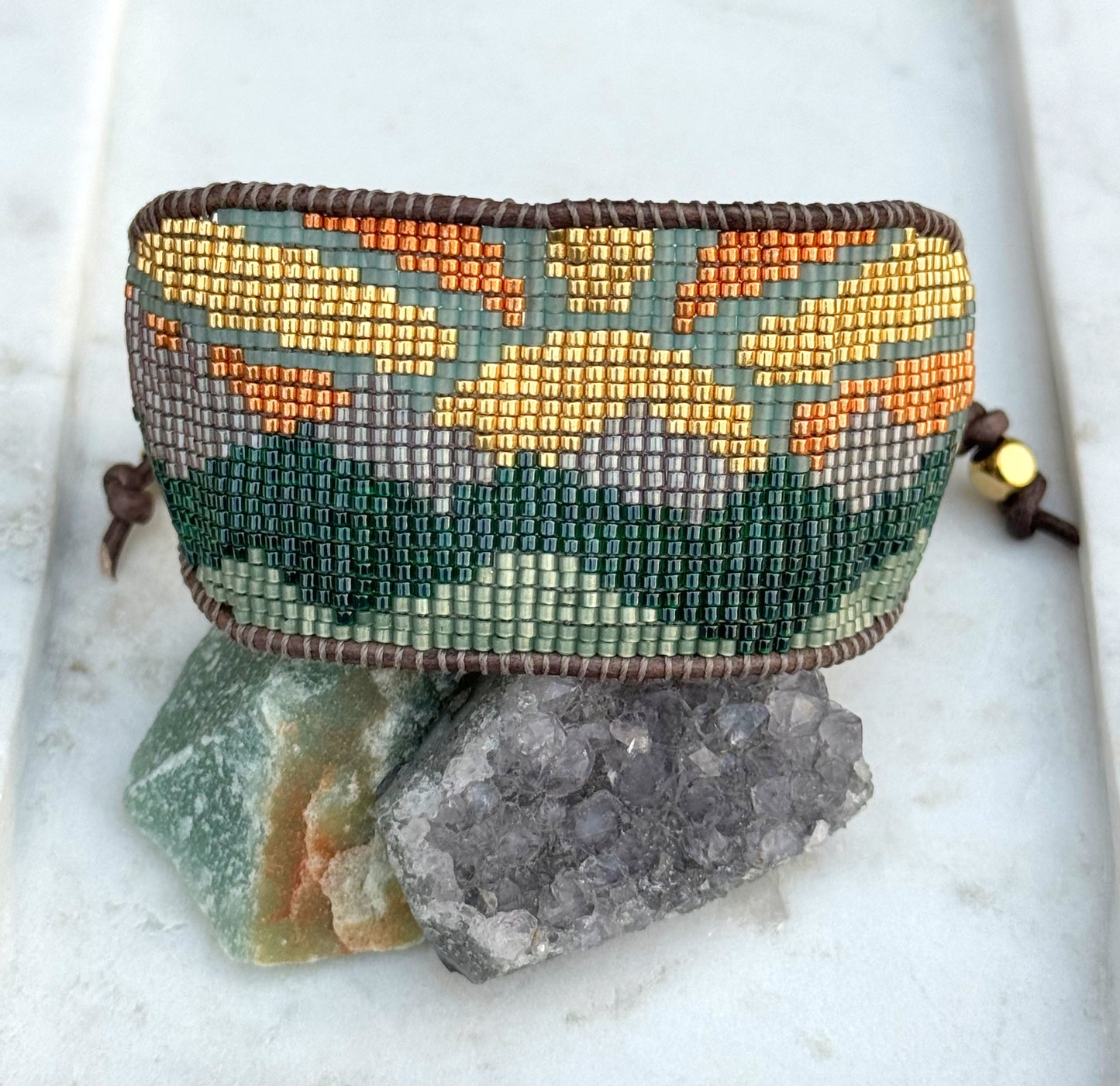 Mountain Sunshine bead loom woven bracelet