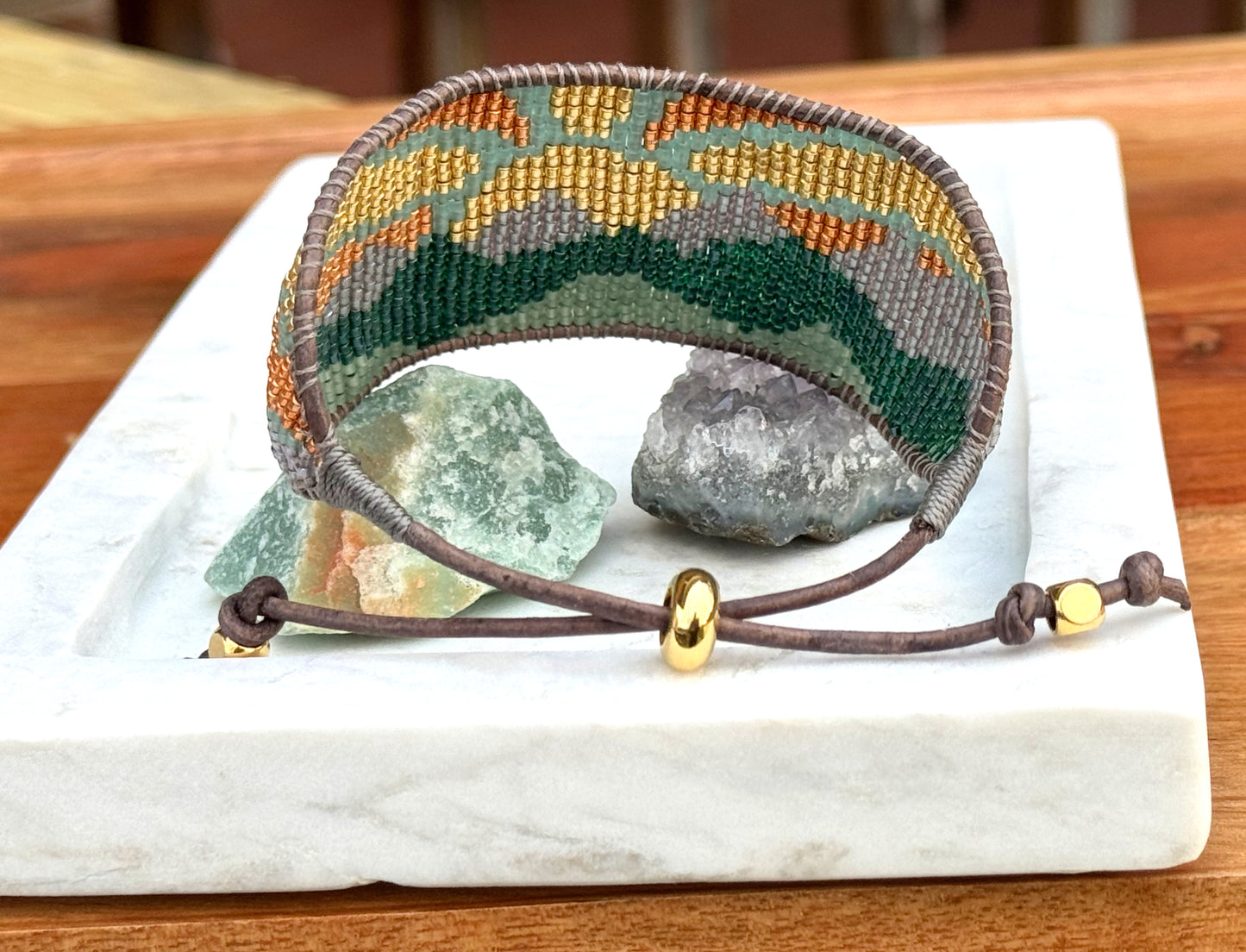 Mountain Sunshine bead loom woven bracelet