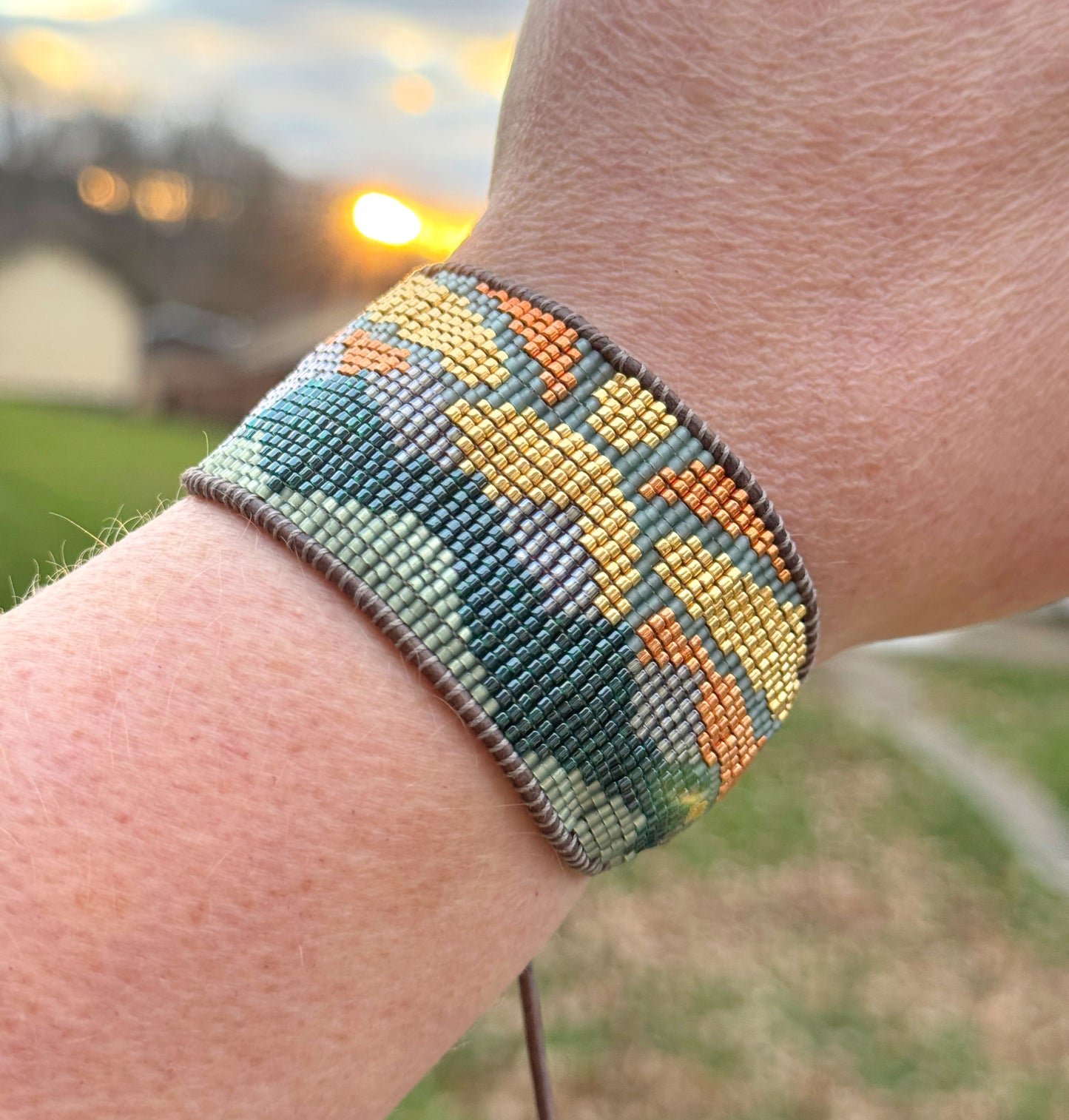 Mountain Sunshine bead loom woven bracelet
