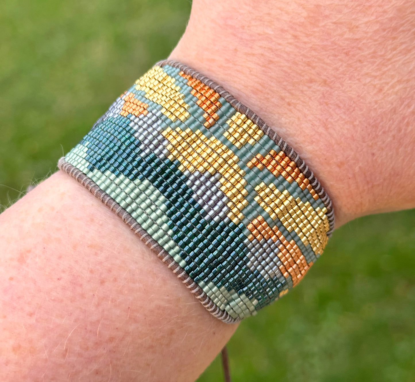 Mountain Sunshine bead loom woven bracelet