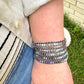 Leather Beaded 5x wrap bracelet with Amathyst and Gray Agate