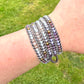 Leather Beaded 5x wrap bracelet with Amathyst and Gray Agate