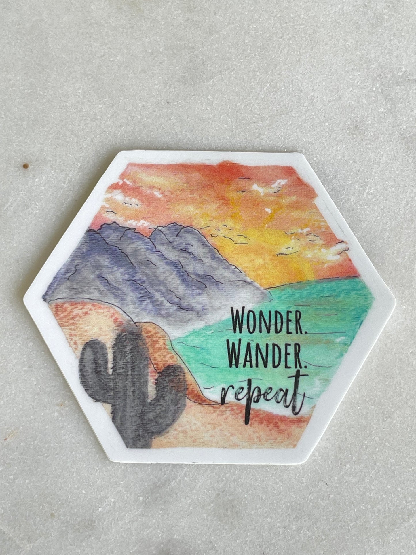 Wanderlust Hexagon Sticker