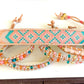 Pink Peach and Teal geometric Diamond ChevronBeaded Macrame Bracelet and Diamond Loom Set