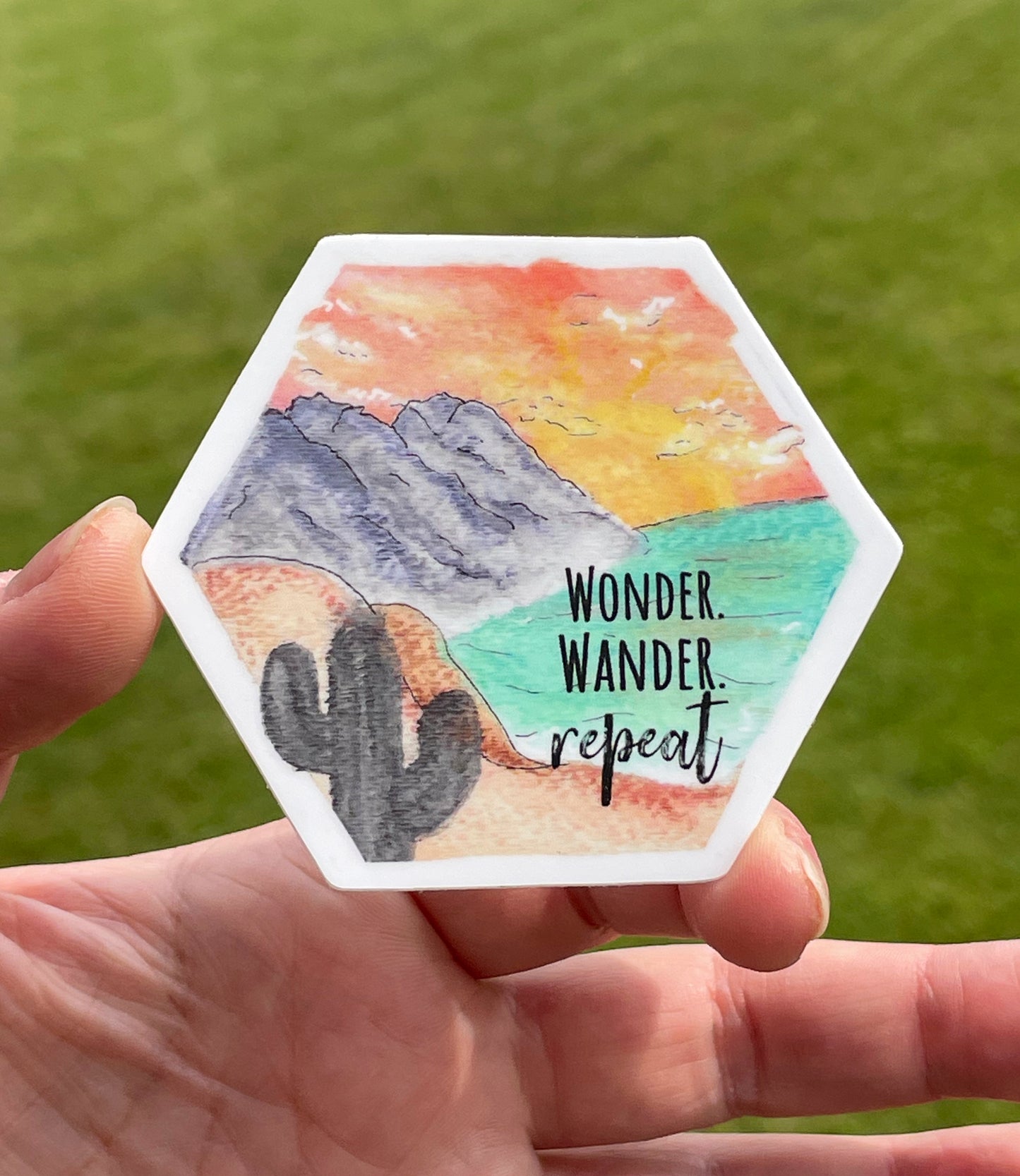 Wanderlust Hexagon Sticker