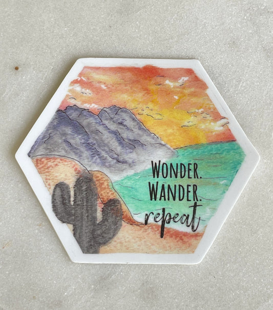 Wanderlust Hexagon Sticker