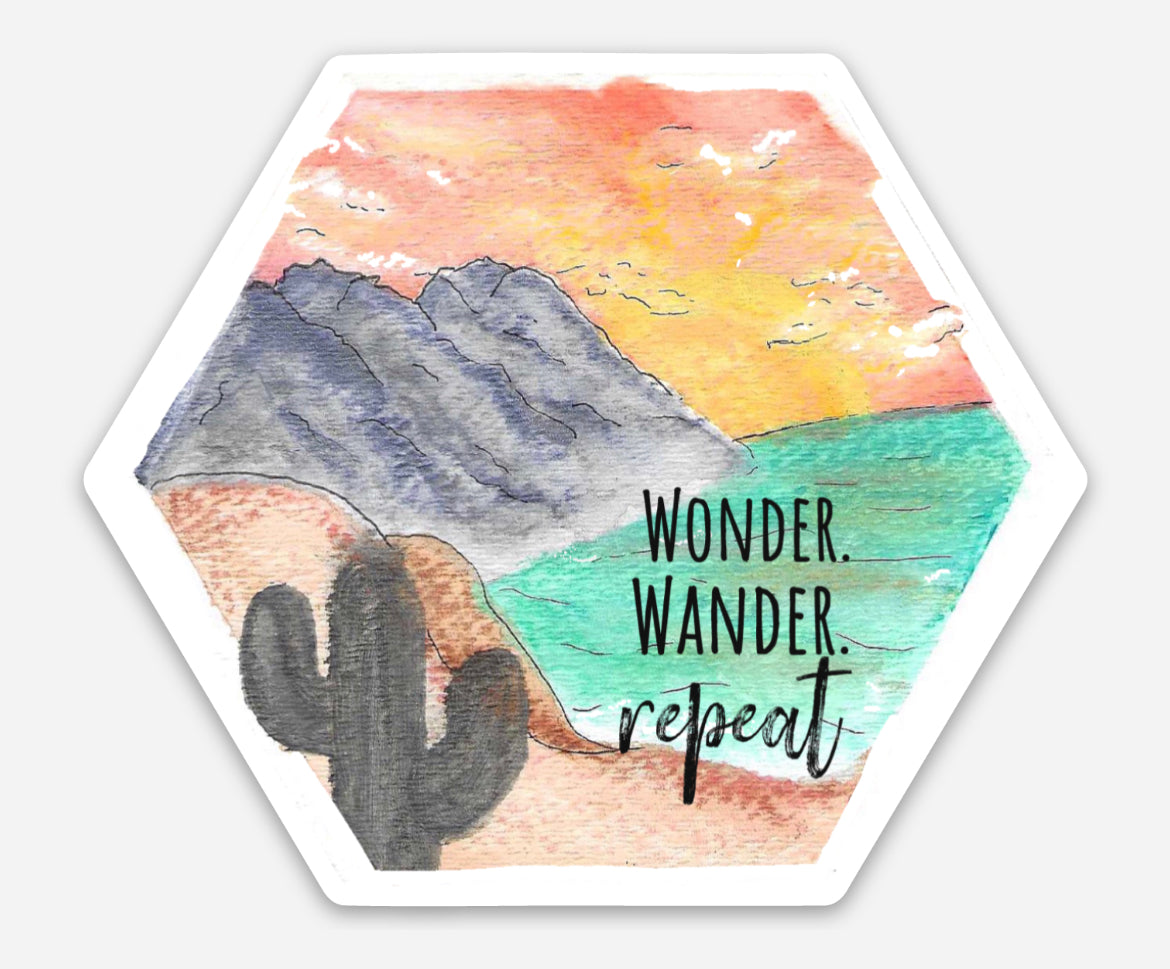 Wanderlust Hexagon Sticker