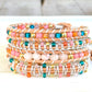 Pink Peach and Teal geometric Diamond ChevronBeaded Macrame Bracelet and Diamond Loom Set