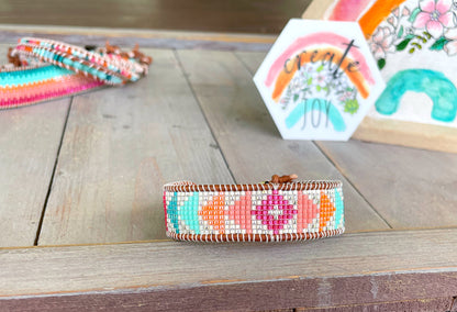 Rainbow Loom woven geometric Triangle beaded friendship bracelet