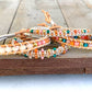 Pink Peach and Teal geometric Diamond ChevronBeaded Macrame Bracelet and Diamond Loom Set