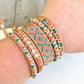 Pink Peach and Teal Loom woven geometric Diamond Chevron beaded friendship bracelet