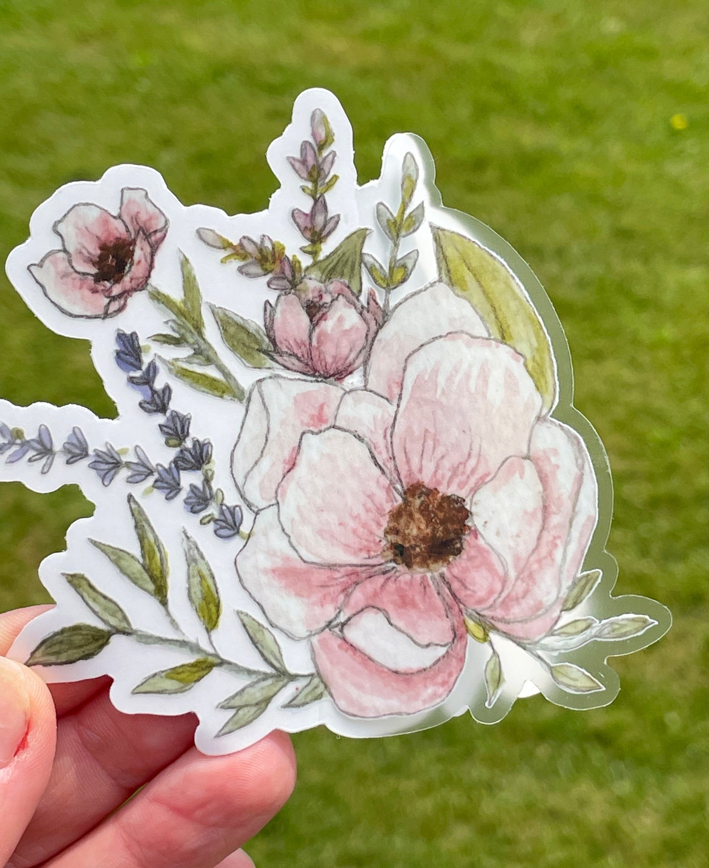 Magnolia and lavender floral Vinyl waterproof sticker