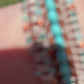 Turquoise Blues and Green Beaded Macrame and Leather Bracelet