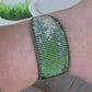 Evergreen Forest Bead Loom Woven Bracelet with Leather Trim