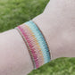 Bright Rainbow Ombre Bead Loom Woven Bracelet
