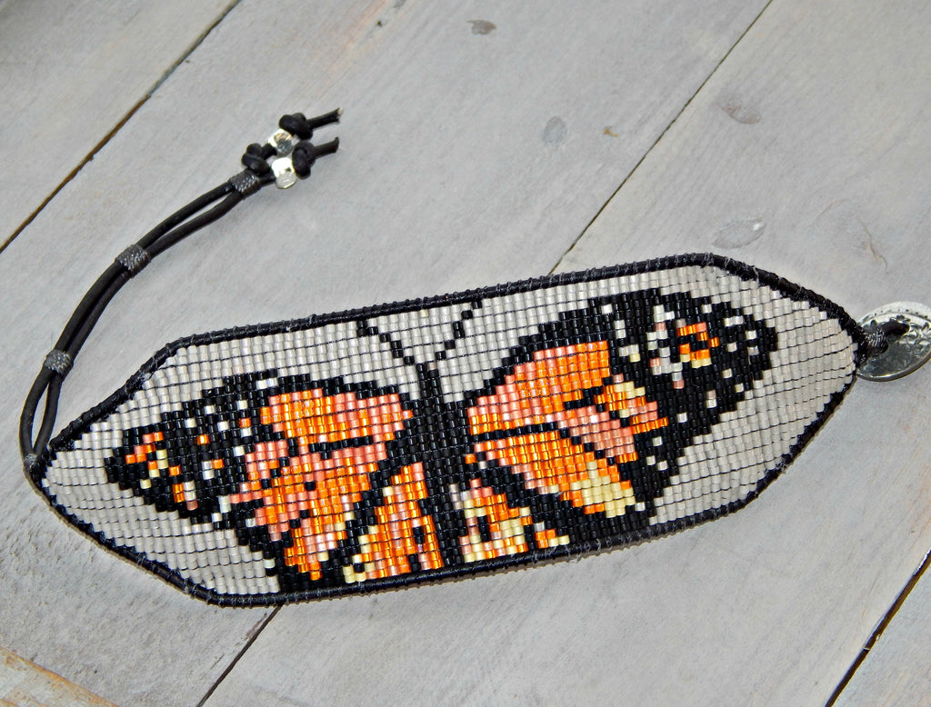 Beaded Loom Bracelet, Butterfly Beaded Bracelet, Seed Bead