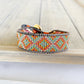 Dark Teal Rainbow Diamond Bead Loom Woven Bracelet