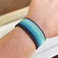 Ocean Navy to Seafoam Ombre Bead Loom Woven Bracelet