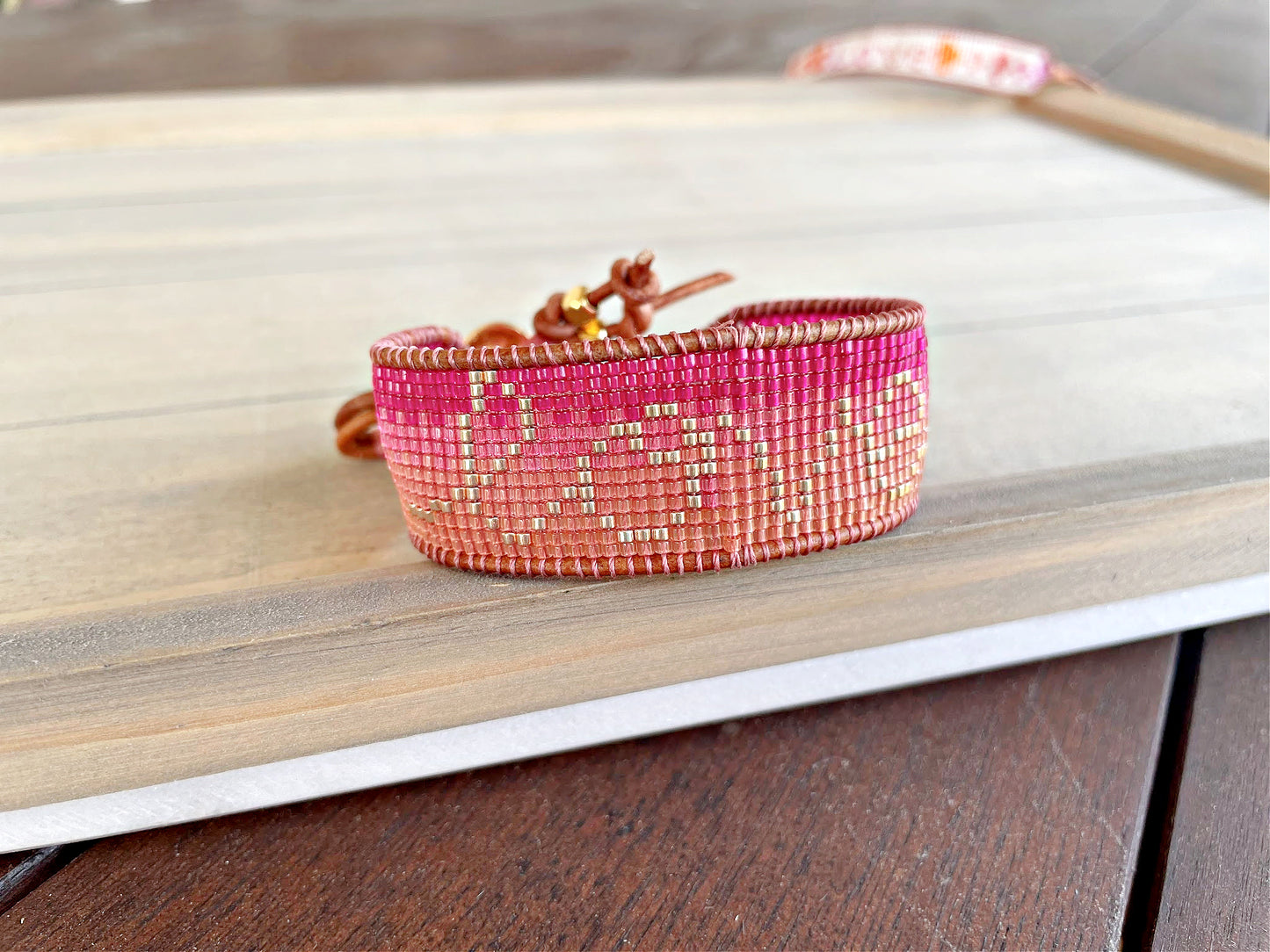 Pink and Orange Love Loom Bracelet