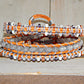 Copper Navy Blush Gray Agate and Beaded Macrame 3x wrap bracelet