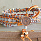 Copper Navy Blush Gray Agate and Beaded Macrame 3x wrap bracelet