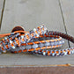 Copper Navy Blush Gray Agate and Beaded Macrame 3x wrap bracelet