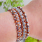 Copper Navy Blush Gray Agate and Beaded Macrame 3x wrap bracelet