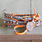 Copper Navy Blush Gray Agate and Beaded Macrame 3x wrap bracelet